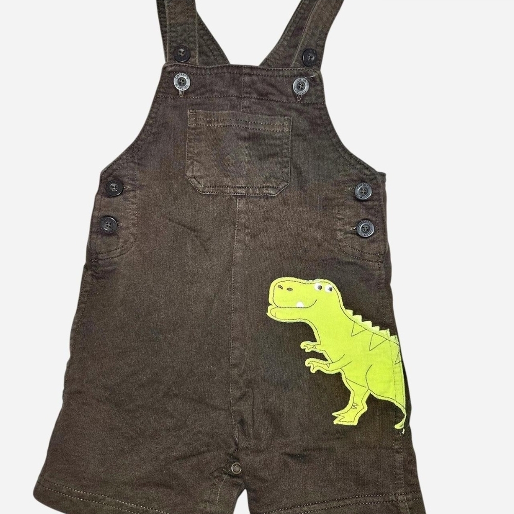 Carter's Brown Overalls with Green Dinosaur